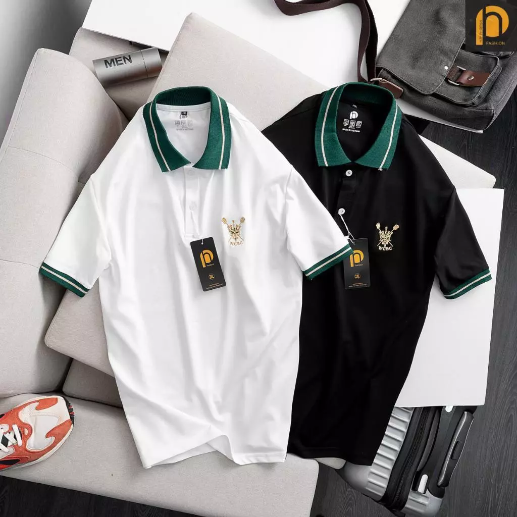 Áo polo nam thêu hoạ tiết vương miện