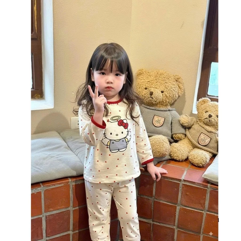 [8-18kg] Set bộ áo dài quần dài bé gái chất liệu cotton co giãn 4 chiều vô cùng đáng yêu mã bộ ĐÔI CÁNH