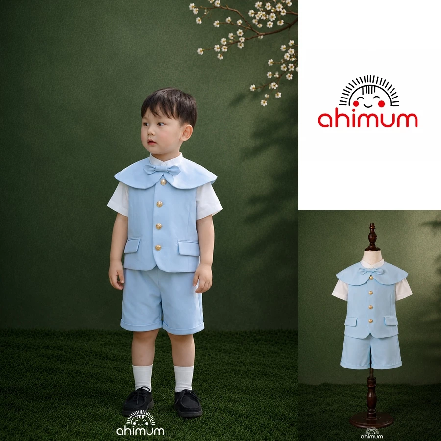 [Ahimum] Set vest An Lam - Chàng công tử nhỏ lịch lãm (không có áo sơ mi) ,chất liệu tuysi Hàn  Mềm mại , Thoáng Mát