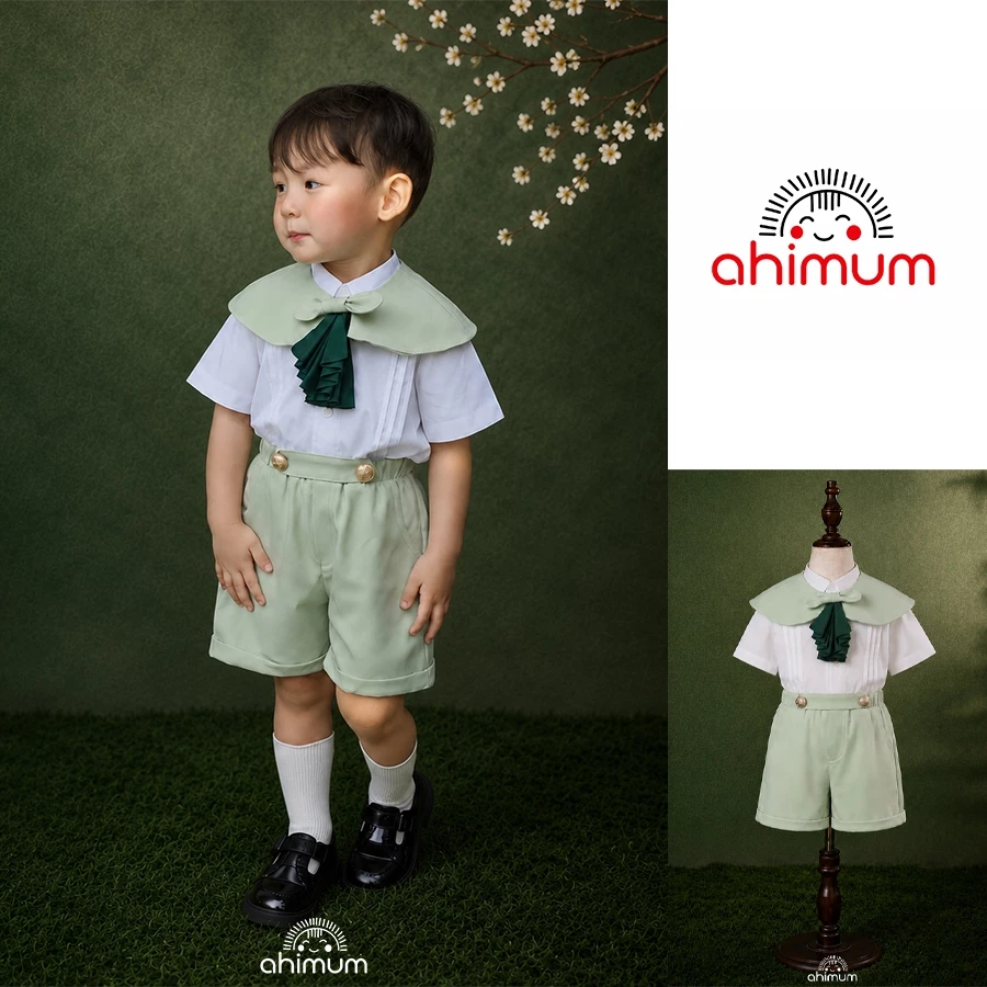 Set hoàng tử Naveen bé trai ( không Sơ mi) áo choàng phối nơ quần tuysi mềm mịn phong thái công tử , bé từ  1-11 tuổi