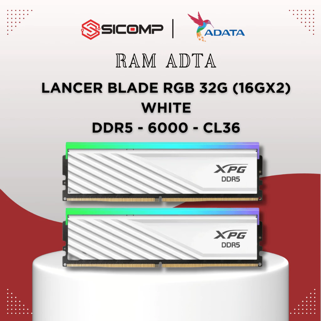 [FULL VAT] RAM ADATA XPG LANCER BLADE RGB 32G (16G X2 ) WHITE/BLACK D5 32G 6000, CL36, BH 3 NĂM