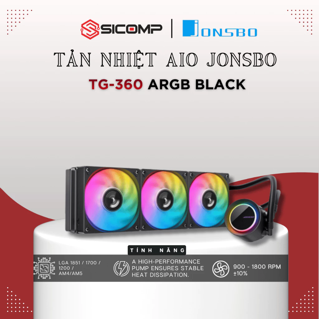 [FV] TẢN AIO JONSBO TG-360 ARGB BLACK / WHITE, CHÍNH HÃNG, BH 2 NĂM