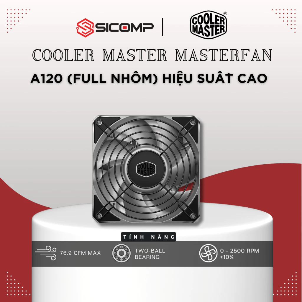 [FULL VAT] FAN COOLER MASTER MASTERFAN A120 (FULL NHÔM) HIỆU SUẤT CAO, BH 3 NĂM
