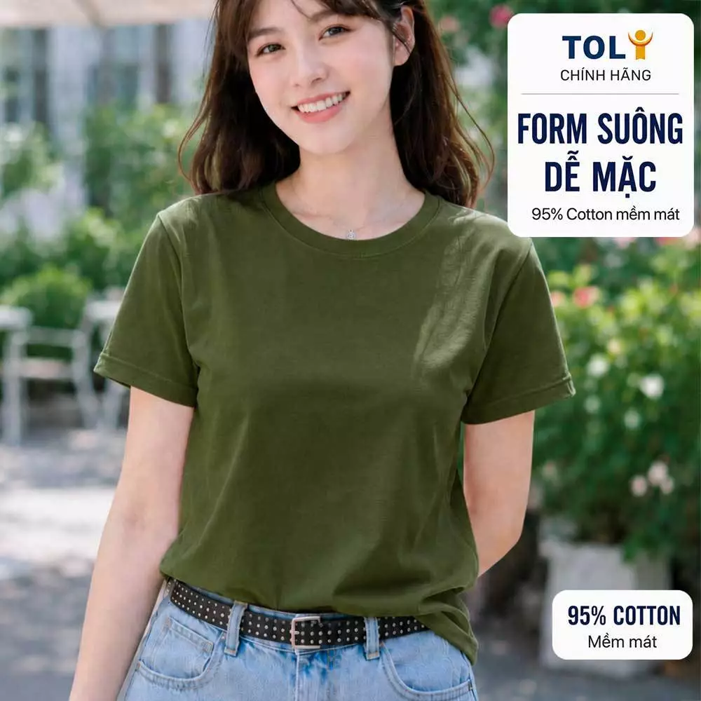 Áo thun nữ cổ tròn TOLI BSB47 – Cotton mềm, form suông gọn dáng, dễ phối mặc mỗi ngày