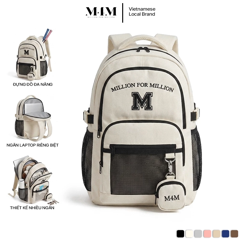 Balo đi học nam nữ thời trang M4M DYNAMIC Backpack BM010 Cặp học sinh đựng laptop 15.6 inch chống nước thể thao