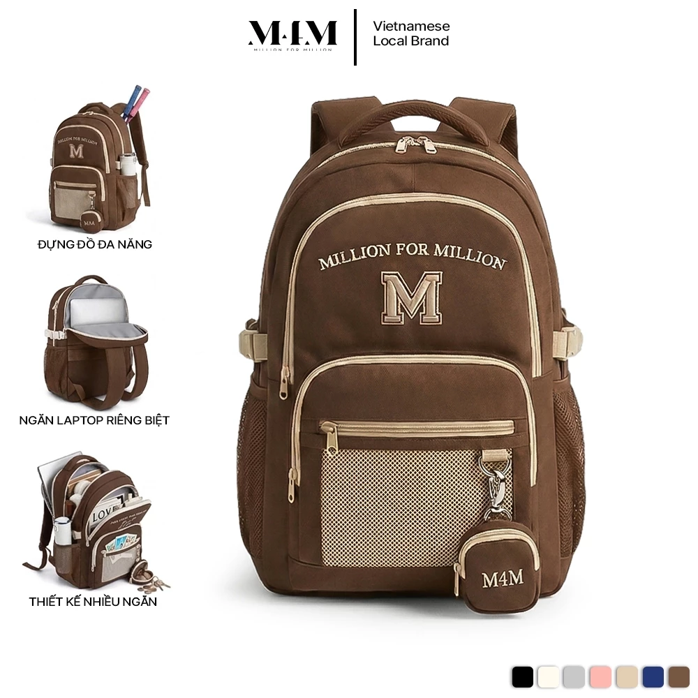 Balo đi học nhiều ngăn chống nước thể thao M4M DYNAMIC Backpack BM010 Cặp học sinh đựng laptop 15.6 inch đa năng