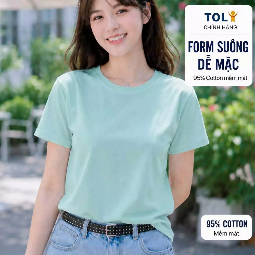 Áo thun nữ cổ tròn TOLI BSB27 – Cotton mềm, form suông gọn dáng, dễ phối mặc mỗi ngày