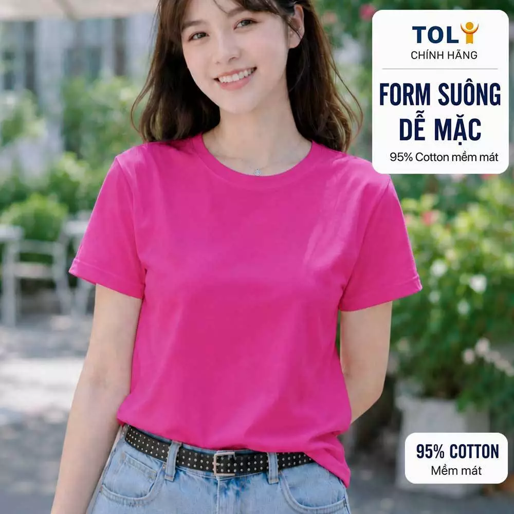 Áo thun nữ cổ tròn TOLI BSB02 – Cotton mềm, form suông gọn dáng, dễ phối mặc mỗi ngày