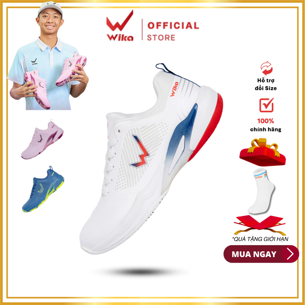 Giày Pickleball , Cầu Lông Wika Varus, Thanh Định Hình Chống Xoắn, Đế TPU, Đế Cao Su Bám Sân