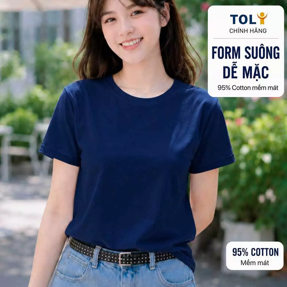Áo thun nữ cổ tròn TOLI BSB46 – Cotton mềm, form suông gọn dáng, dễ phối mặc mỗi ngày
