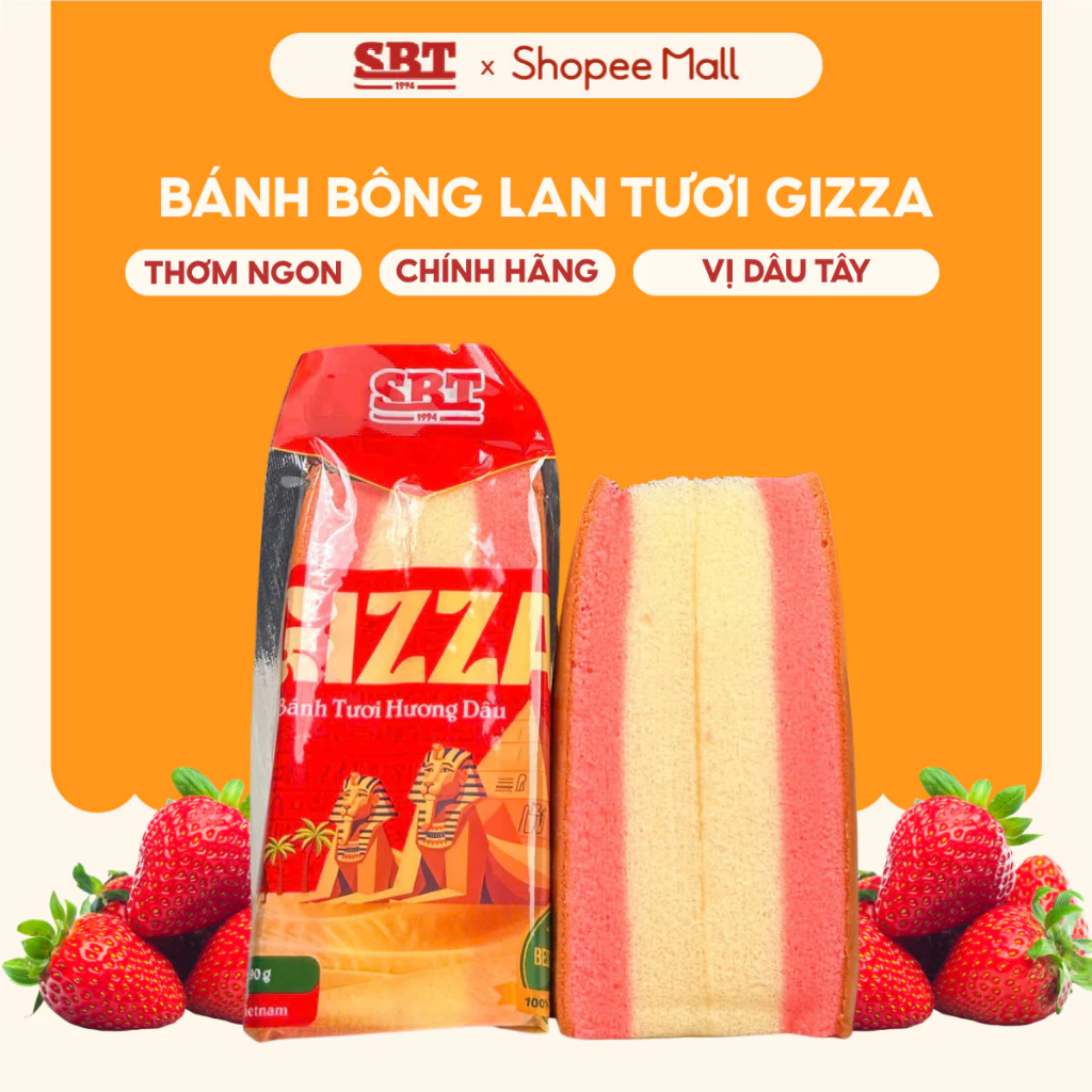 Bánh Bông Lan Tươi GIZZA Tam Giác Vị Dâu Tây Gói 90g Phù Hợp Để Ăn Sáng, Ăn Vặt, Ăn Sáng