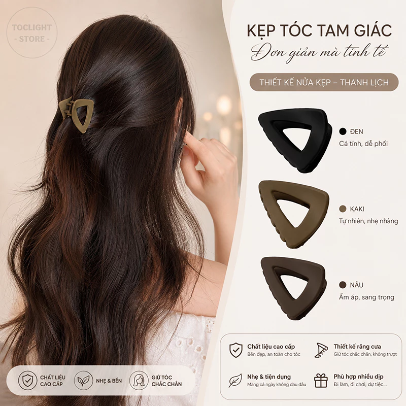 Kẹp Càng Cua Tam Giác kẹp Cao Đuôi Ngựa Chống Xẹp – Kẹp Cá Mập Cố Định Tóc Sau Đầu Cho Nữ 872