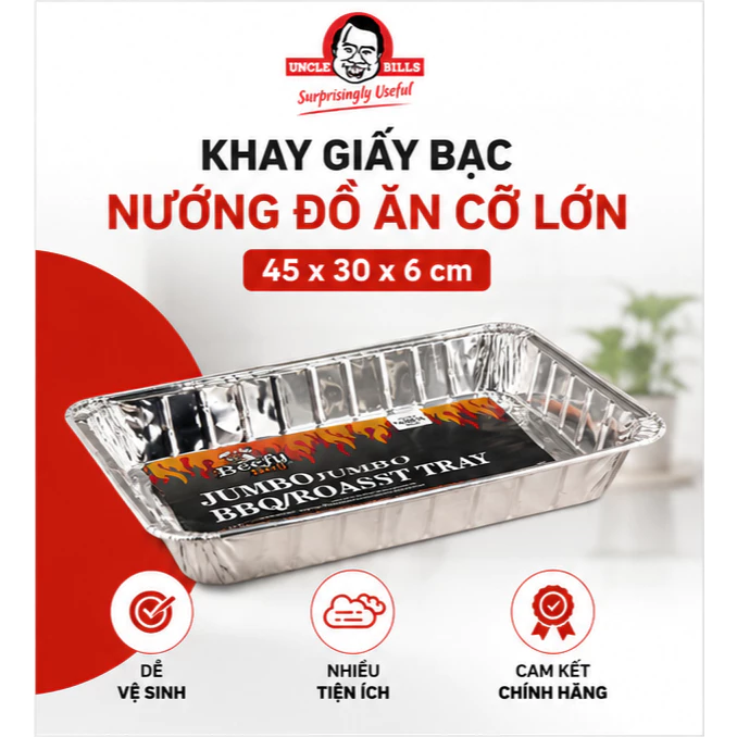Khay Giấy Bạc Uncle Bills KC0027 30x45cm - Khay Nướng Thực Phẩm, Đựng Đồ Ăn Tiện Lợi