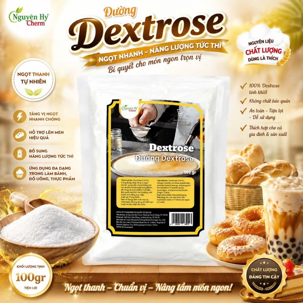 Đường Dextrose, Đường Nho Ít Ngọt Chất Lượng Làm Bánh Kẹo, Nước Ngọt. Gói 50g/100g