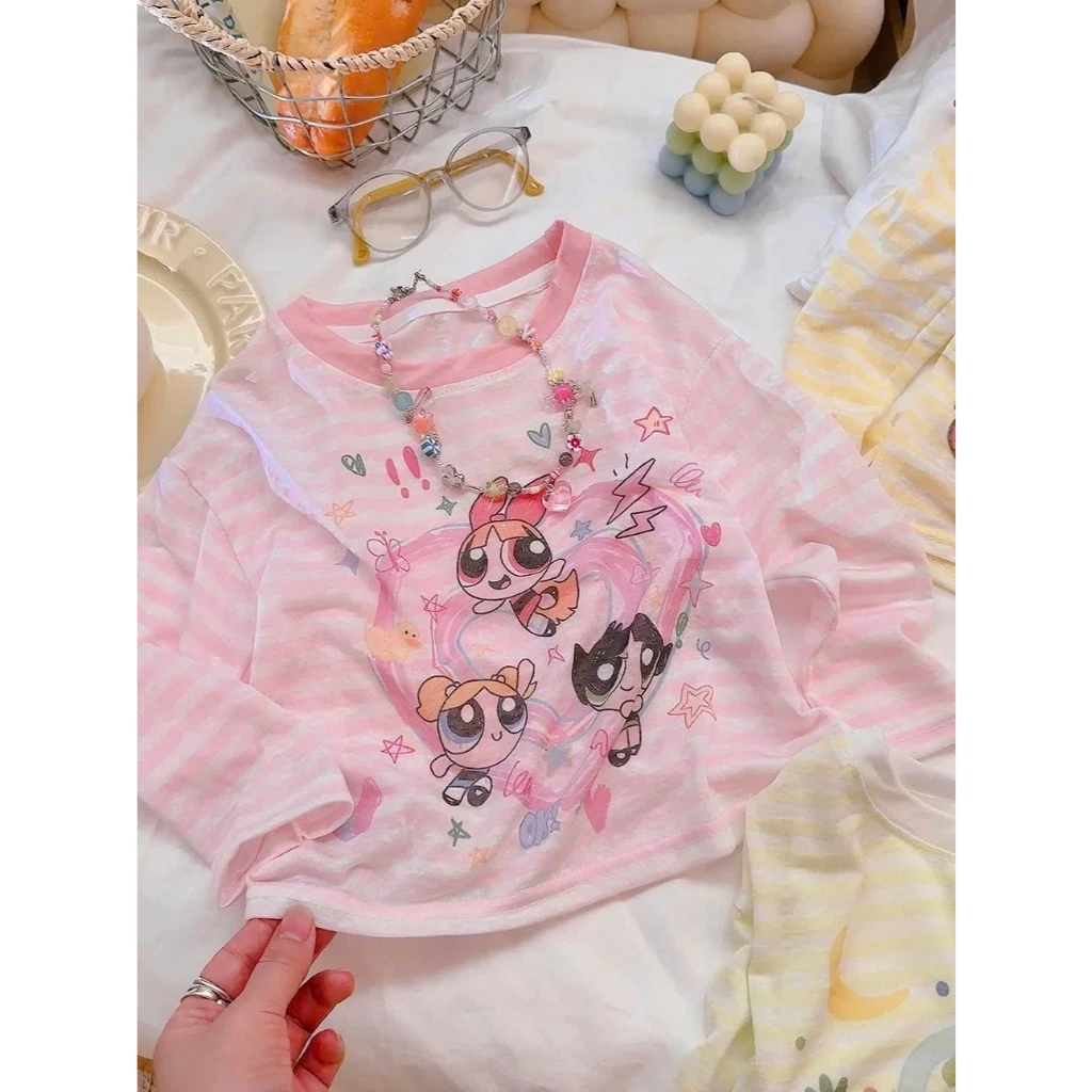 Áo dài tay hoạt hình cho bé ,vải cotton lụa mềm, size 8-19 kg, 2 màu , dáng áo thun