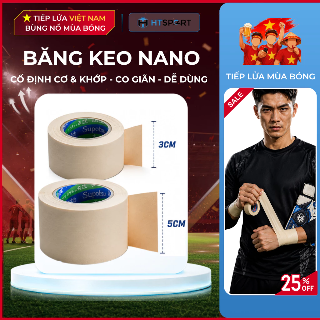 Băng Keo Thể Thao Nano Quấn Cơ Đá Bóng Tránh Chấn Thương Bảo Vệ Cổ Tay Chân Đầu Gối Tenis Cầu Lông