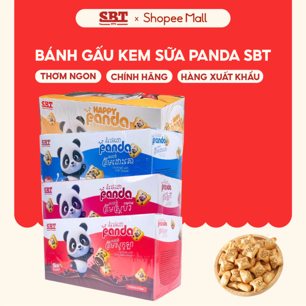 Bánh Gấu Kem Sữa SBT Panda 480 Gram Thơm Ngon, Kem Sữa Ngập Tràn, Hàng Xuất Khẩu Thái Lan
