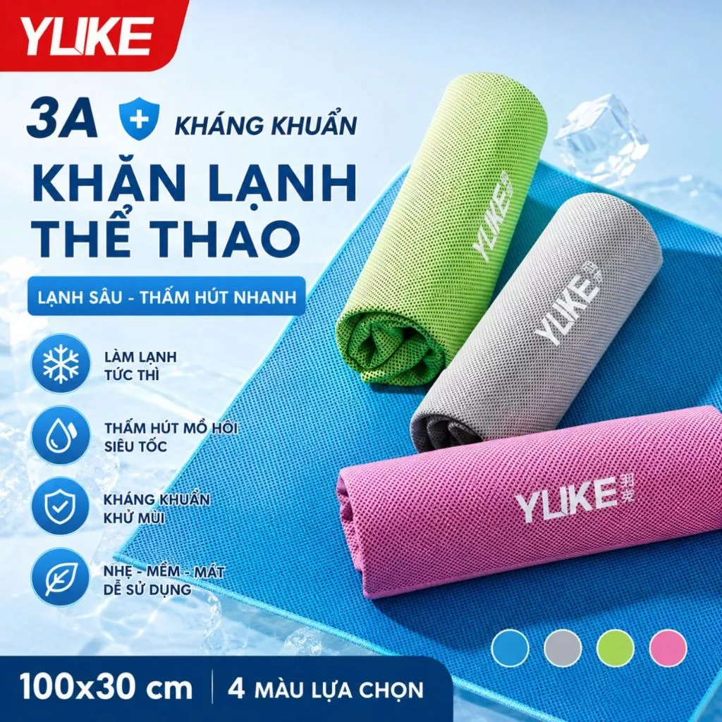 Khăn lạnh thể thao Shiwei Ylike 100x30cm, khăn làm mát nhanh dùng tập gym, chạy bộ, cầu lông, du lịch YJ3017