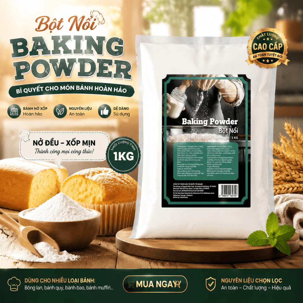 Bột Nổi Bột Nở Làm Bánh Baking Powder Giá Tốt Nhất Thị Trường Nguyên Hỷ Chemistry 500gr / 1Kg
