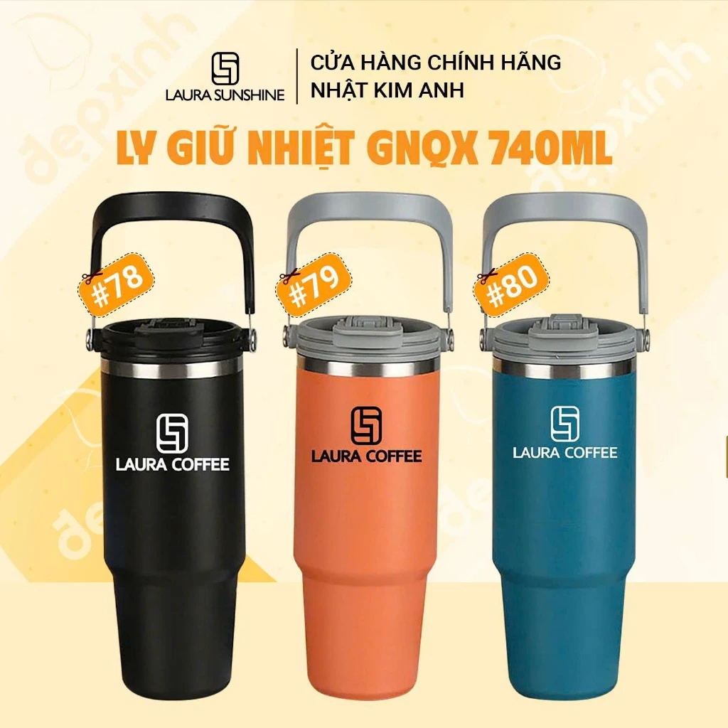 Ly giữ nhiệt quai xách Laura Coffee GNQX 740ml