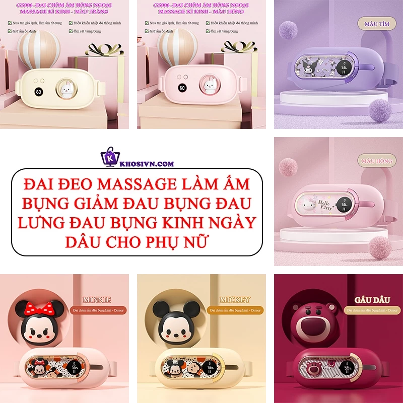 Đai Đeo Massage Làm Ấm Bụng Giảm Đau Bụng Đau Lưng Cho Phụ Nữ, Chườm Nóng Giảm Đau Bụng Kinh Ngày Dâu
