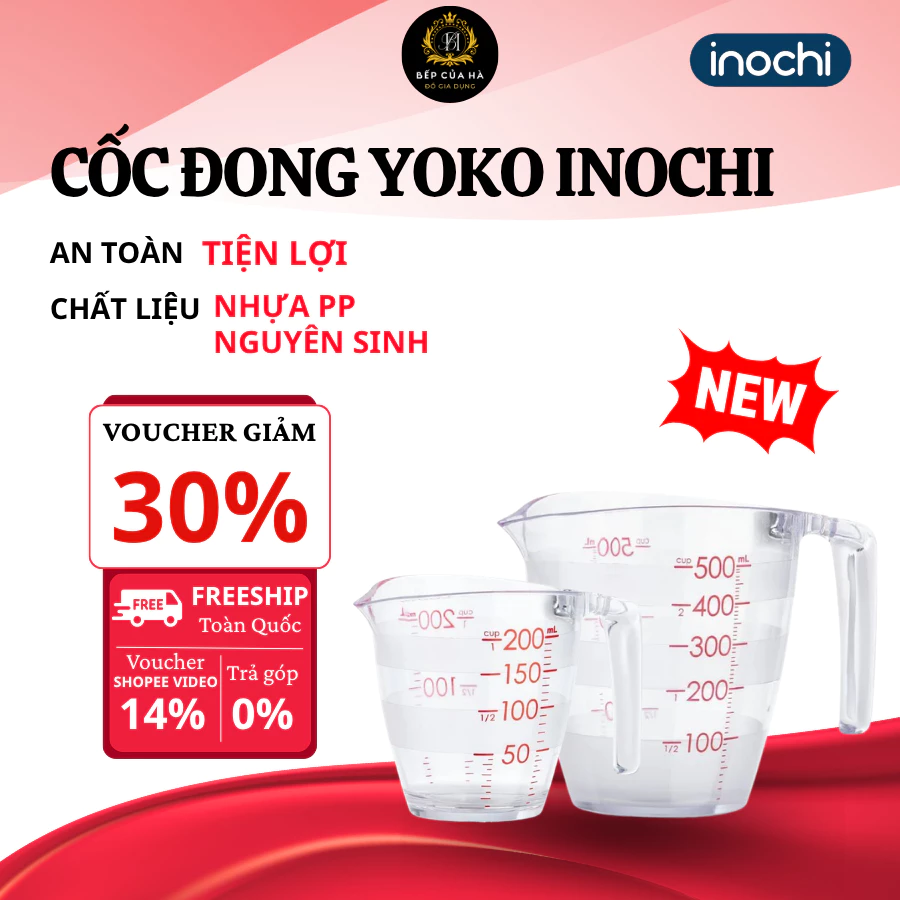 Cốc Đong Ml Inochi Thiết Kế Nhỏ Gọn, Chất Liệu Bền Đẹp, Tiện Dụng Cho Nấu Ăn Và Làm Bánh - Bếp Của Hà
