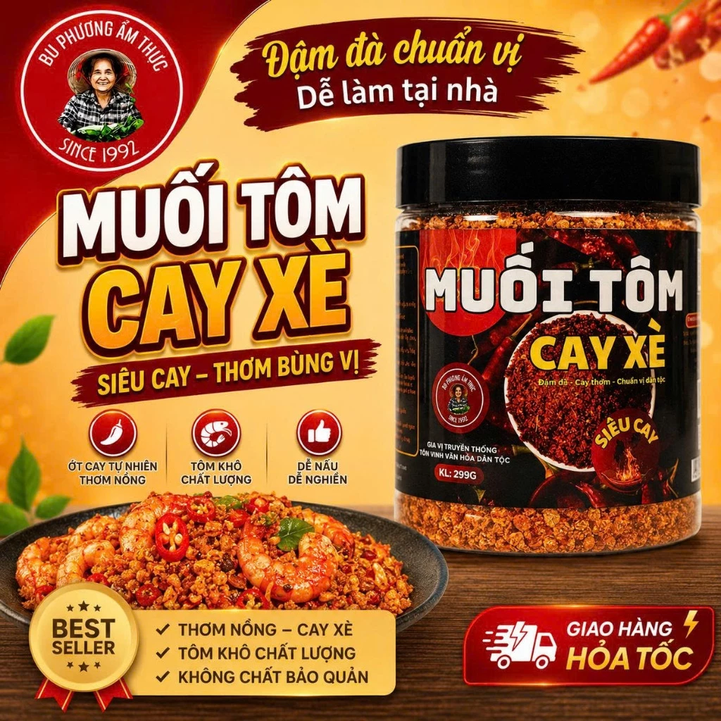 Muối Tôm Cay Xè Bu Phương 299G | Muối Chấm Trái Cây, Hải Sản, Đồ Nướng