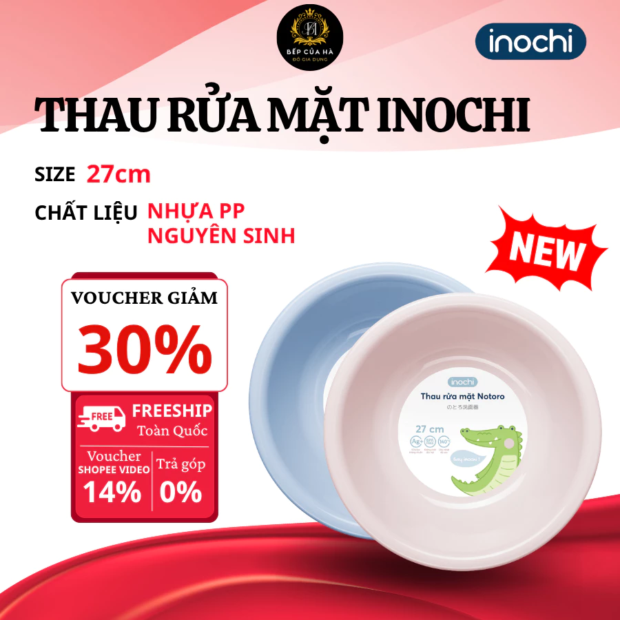 Thau Rửa Mặt Inochi Thiết Kế Bo Viền Chắc Chắn, Đa Năng Dùng Rửa Mặt, Ngâm Đồ Và Vệ Sinh Gia Đình - Bếp Của Hà