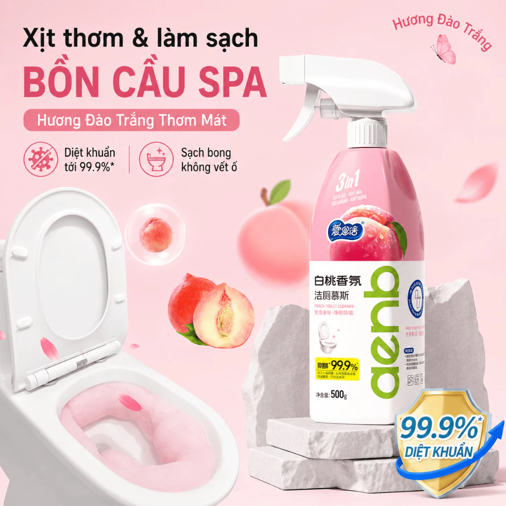 Chai Xịt Vệ Sinh Bồn Cầu Bọt Bám Lâu, Tẩy Cặn Bẩn Và Vết Ố Vàng, Khử Mùi Hôi, Dùng Cho Gạch Men, Nền Nhà Vệ Sinh 500g