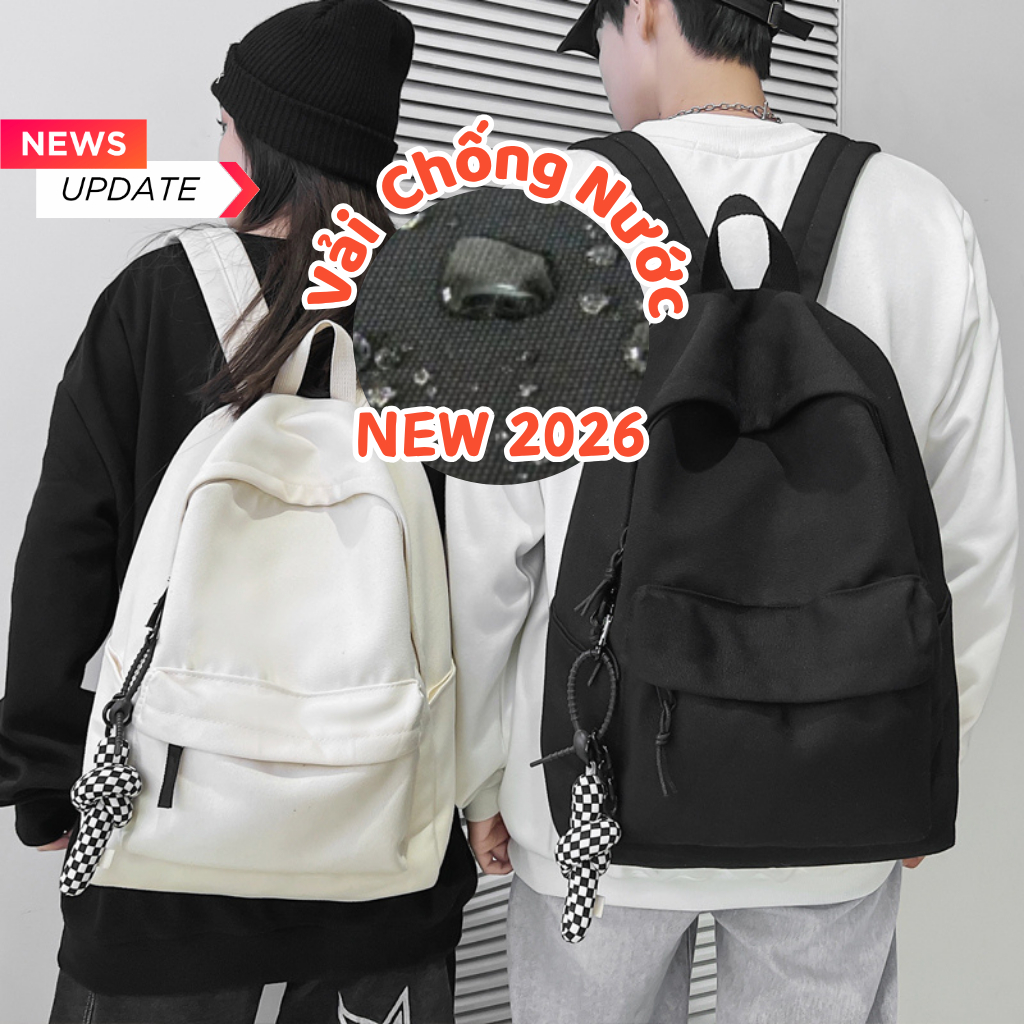 Balo đi học Ulzzang Hàn Quốc trơn basic nam nữ cặp sách đi chơi du lịch thời…