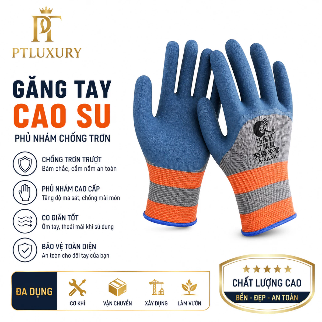 [ COMBO 10 ĐÔI ] Găng tay cao su chống mài mòn chống trượt bảo hộ lao động - PTLUXURY