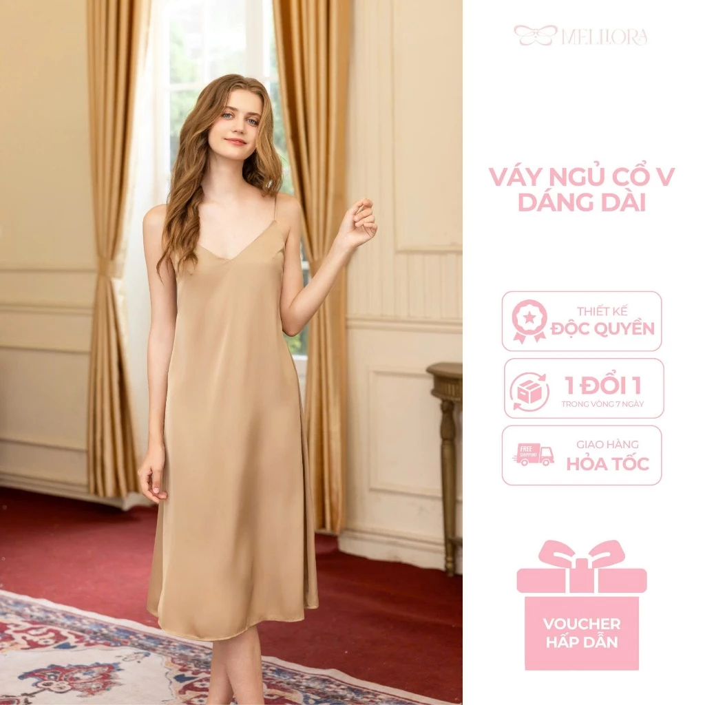 Váy Ngủ 2 Dây Lụa Latin Cao Cấp – Váy Lụa Ngủ Sexy Mềm Mịn Thoáng Mát Mùa Hè Thương Hiệu Melli V04
