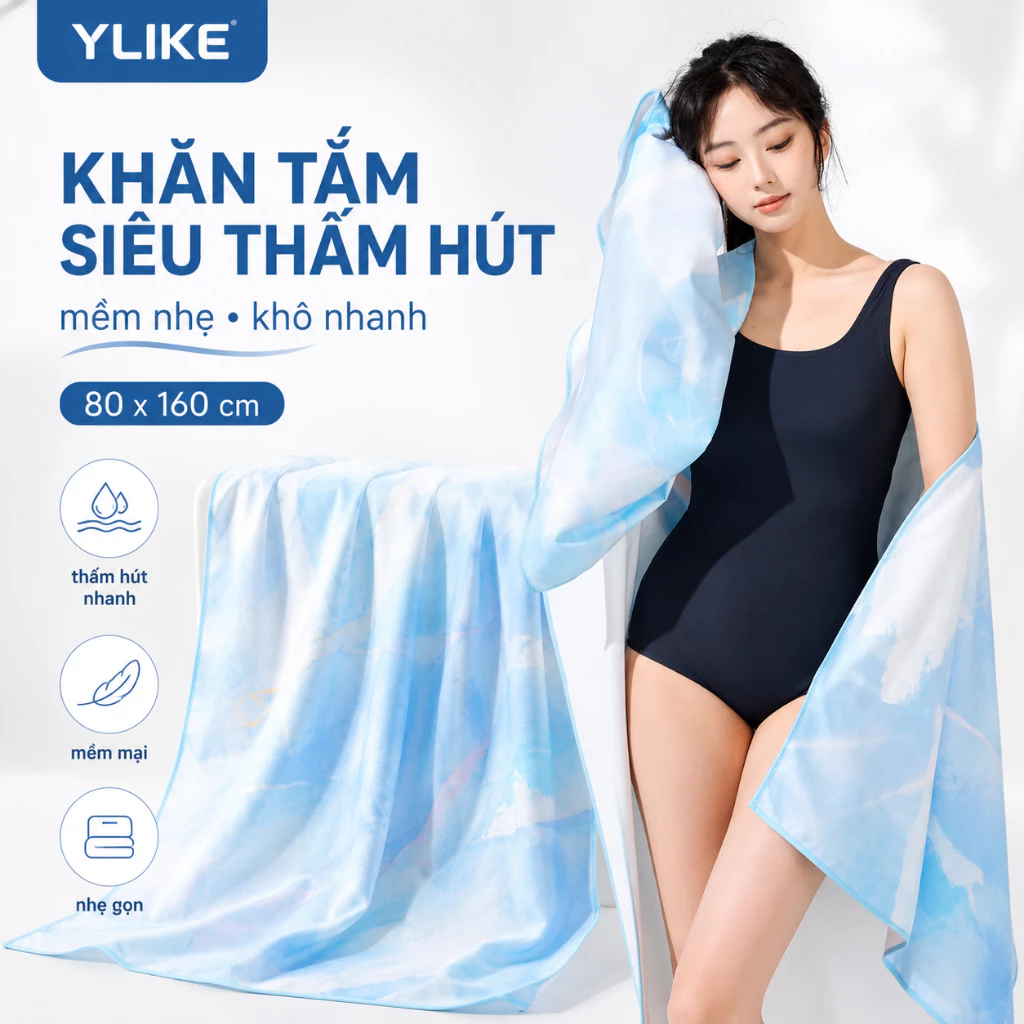 Khăn tắm thể thao Shiwei Ylike 80x160cm siêu thấm hút, mềm nhẹ khô nhanh, khăn đi bơi tập gym du lịch YJ905