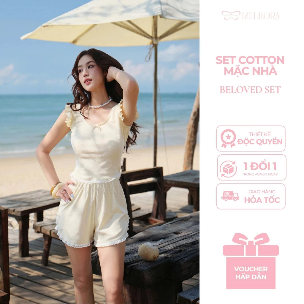 [ Hoả Tốc ] Set bộ mặc hè sát nách cotton phối bèo xinh xắn – Đồ đi biển nữ thoáng mát, mềm nhẹ, dễ thương (BCT01)