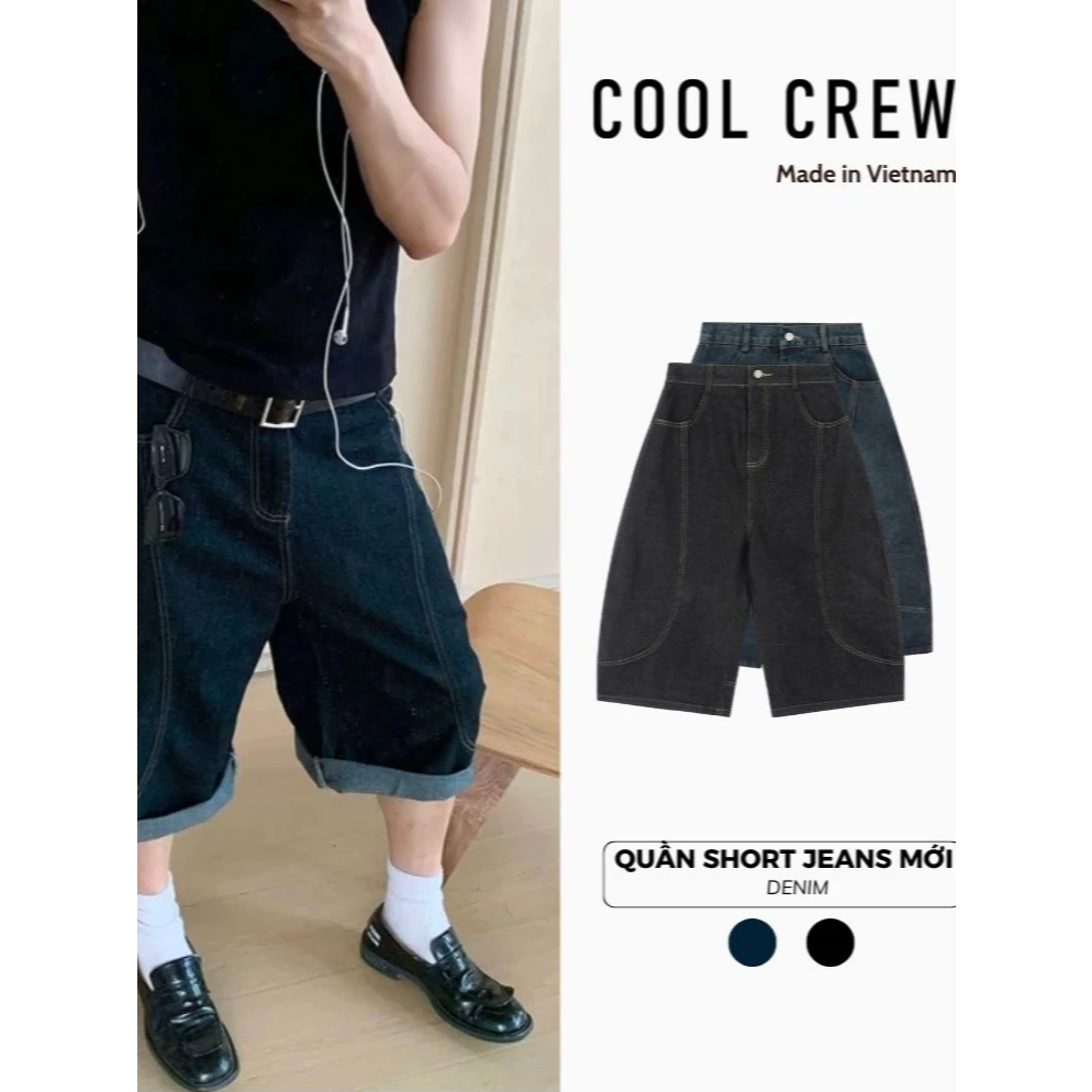 Quần Short Jeans Dáng Bầu Lửng 𝐂𝐎𝐎𝐋𝐂𝐑𝐄𝐖 Ống Rộng Phong Cách Hàn Quốc Unisex Nam Nữ QTL027