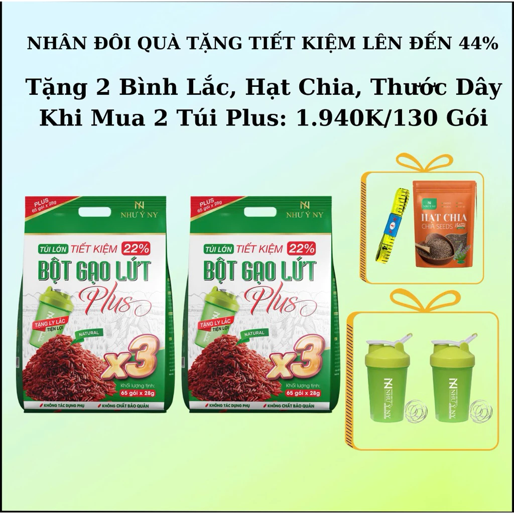 ( Túi to nhiều quà tặng) Bột gạo lứt plus kèm ly, dây, bảo hành