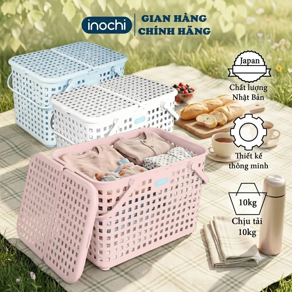 Giỏ xách nhựa đi sanh có nắp_không có nắp (tiêu chuẩn Nhật Bản) Chất lượng cao, kháng khuẩn, khử mùi