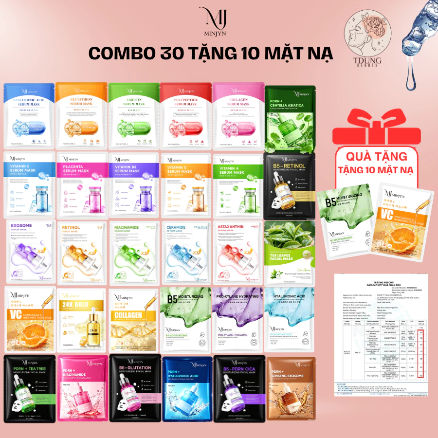 [TẶNG 10M] COMBO 30 Mặt nạ, mask dưỡng da trắng da cấp ẩm mờ thâm se khít lỗ chân lông dành cho mọi loại da