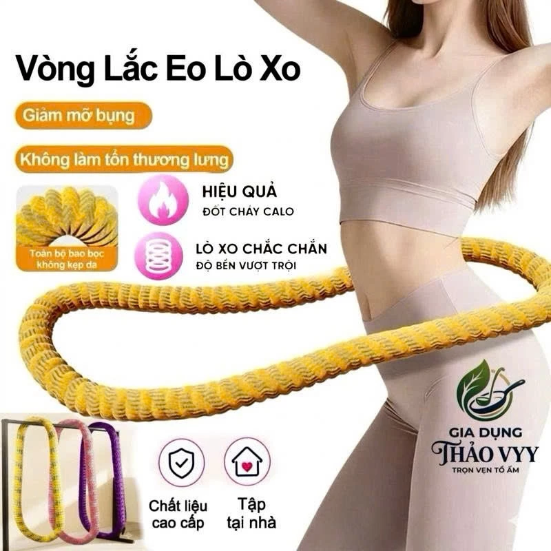 Vòng Lắc Eo Lò Xo Eo Thon Săn Chắc Bọc Vải Dệt Kim Mềm Tập Tại Nhà, Tập Yoga, Tập Gym Tiện Lợi