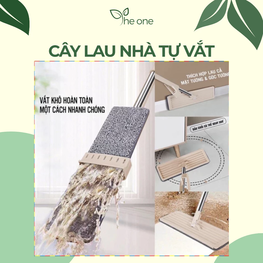 cây lau nhà tự vắt Vinh Nam. Thiết kế nhỏ gọn tự đứng, thanh inox chắc chắn, bông lau dày dặn