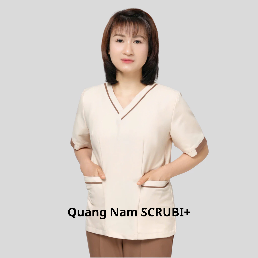 Đồng Phục Spa Chất Vải Cotton Hàn, Bộ Cổ Tim Bác Sĩ, Bộ Spa Thẩm Mỹ Viện
