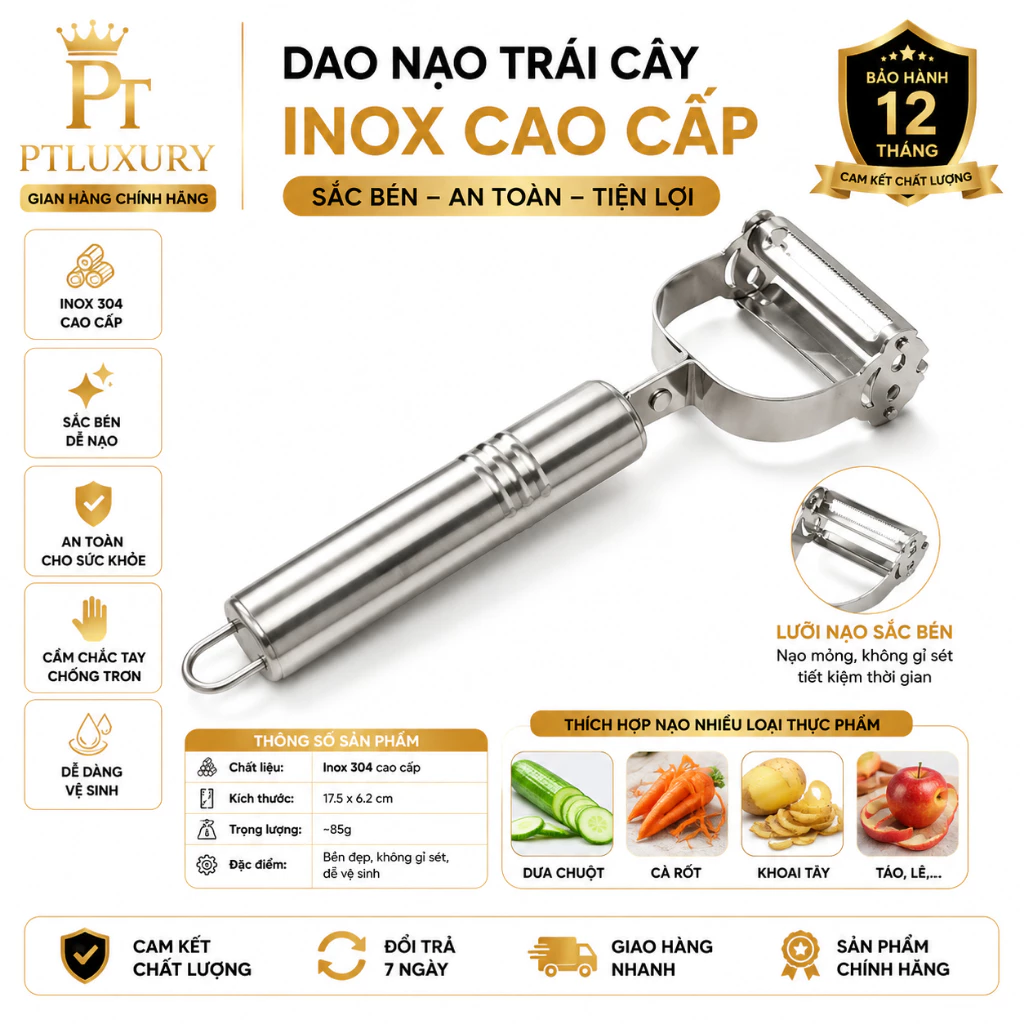 [ COMBO 2 CÁI ] Nạo bào rau củ quả 3 lưỡi trong 1 bằng inox tiện lợi -  PTLUXURY