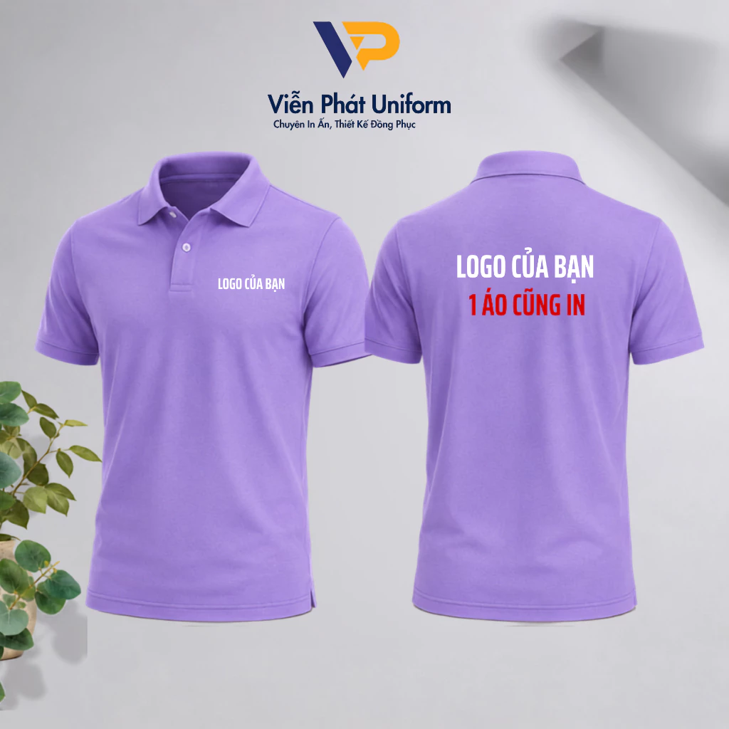 [Viễn Phát UNIFORM] Áo Polo Đồng Phục Màu Tím Môn In Theo Yêu Cầu, In Logo Công Ty, Áo Thun Có Cổ Nam Nữ