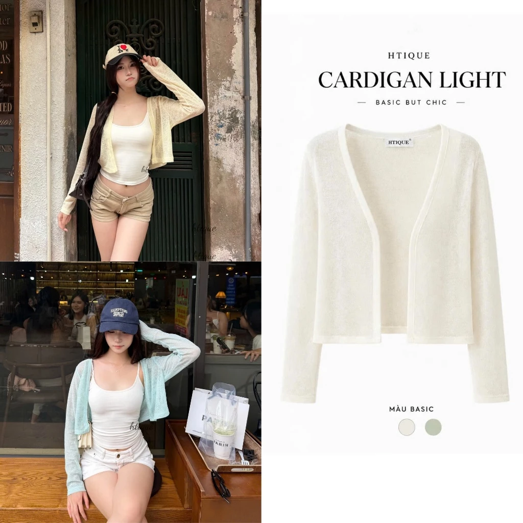 HTIQUE - DEAL mở bán Áo Khoác Cardigan Nữ Mùa Hè nhiều màu nhẹ nhàng, Áo Khoác Cardigan Mỏng nhẹ nữ tính AT41