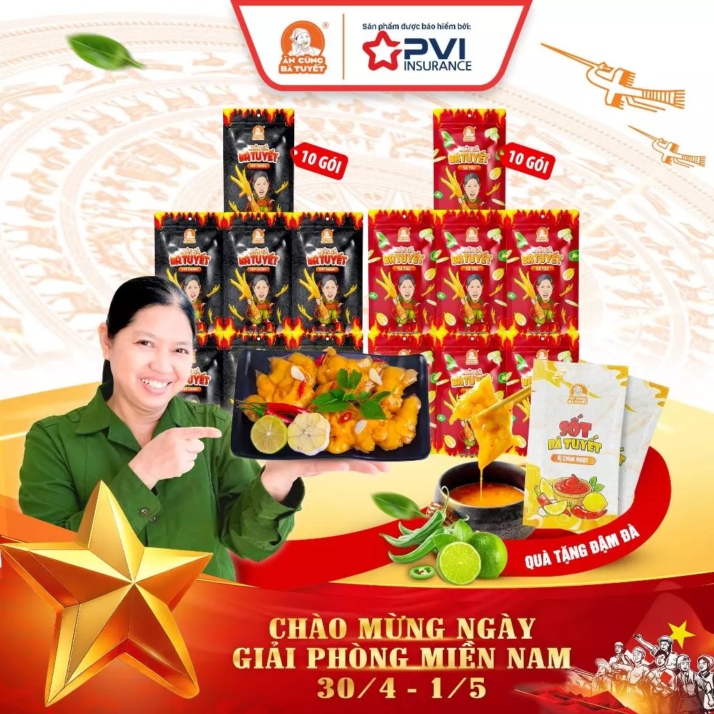 (Tặng 1 sốt chấm) COMBO ĐỎ ĐEN: 10 chân gà rút xương + 10 chân gà sả tắc  - ĂN CÙNG BÀ TUYẾT M72