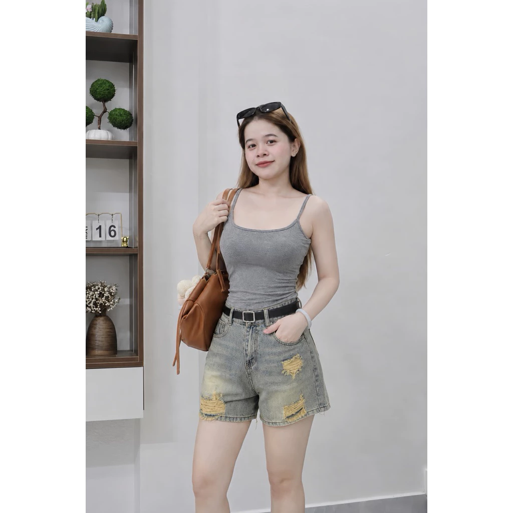 (36cm) Quần short jean nữ rách jean không giãn , quần sọt bò nữa rách  . Đủ Size S/M/L 7483