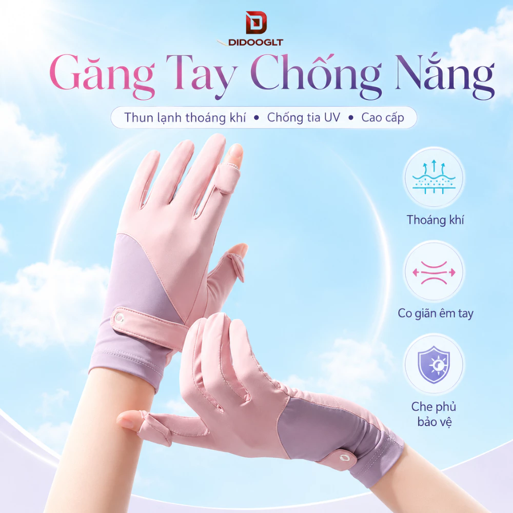 Găng Tay Chống Nắng Thun Lạnh Thoáng Khí, Chống Tia UV, Co Giãn Mềm Mại Cao Cấp Didooglt