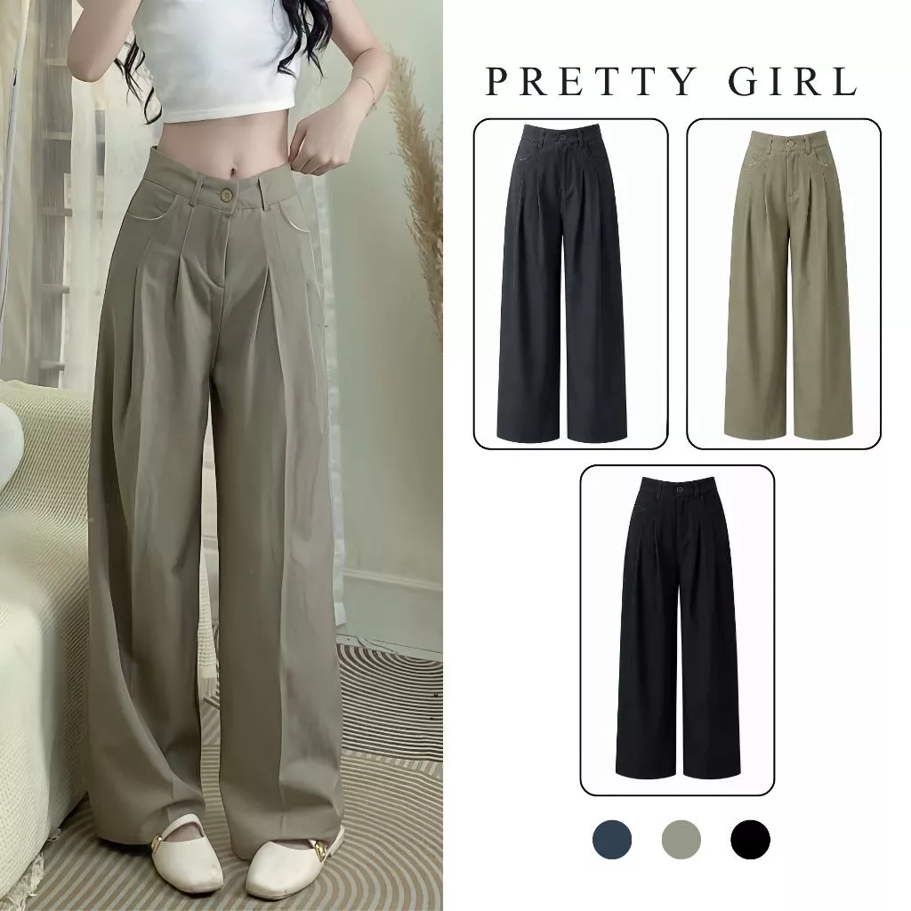 Quần Tây Ống Rộng Xếp Ly Chất Xước Hàn Ống Rộng Sang Trọng Thanh Lịch Hottrend Form Chuẩn