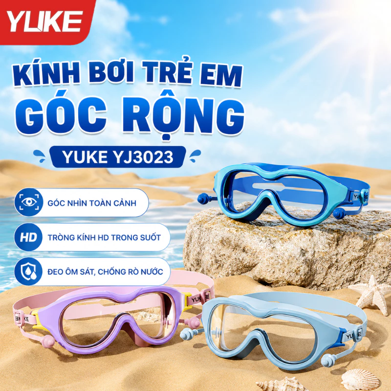 Kính bơi trẻ em dây nhỏ YUKE YJ3023, Độ nét cao, Chống sương, Chống nước - Nhập khẩu chính hãng