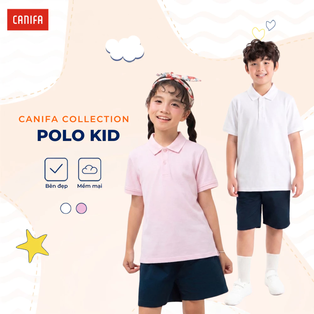 Áo polo unisex trẻ em lịch sự thoải mái cổ bẻ dáng suông basic CANIFA 3TP26A001